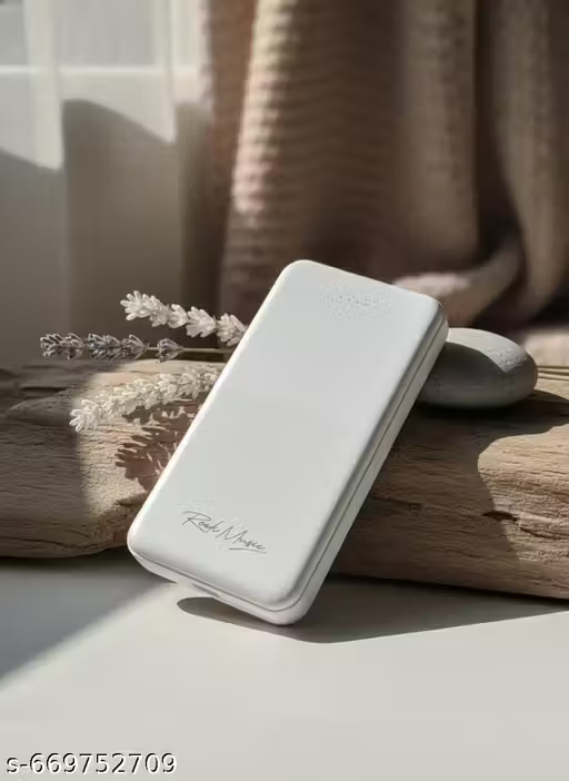 Premium white pow.ar bank 10,000 mAh Battery Fast Charging With one Data Cable 4 OutPut Pots