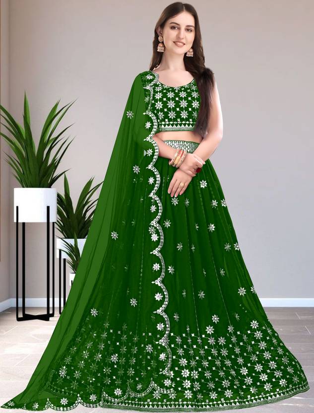 Embroidered Semi Stitched Lehenga Choli